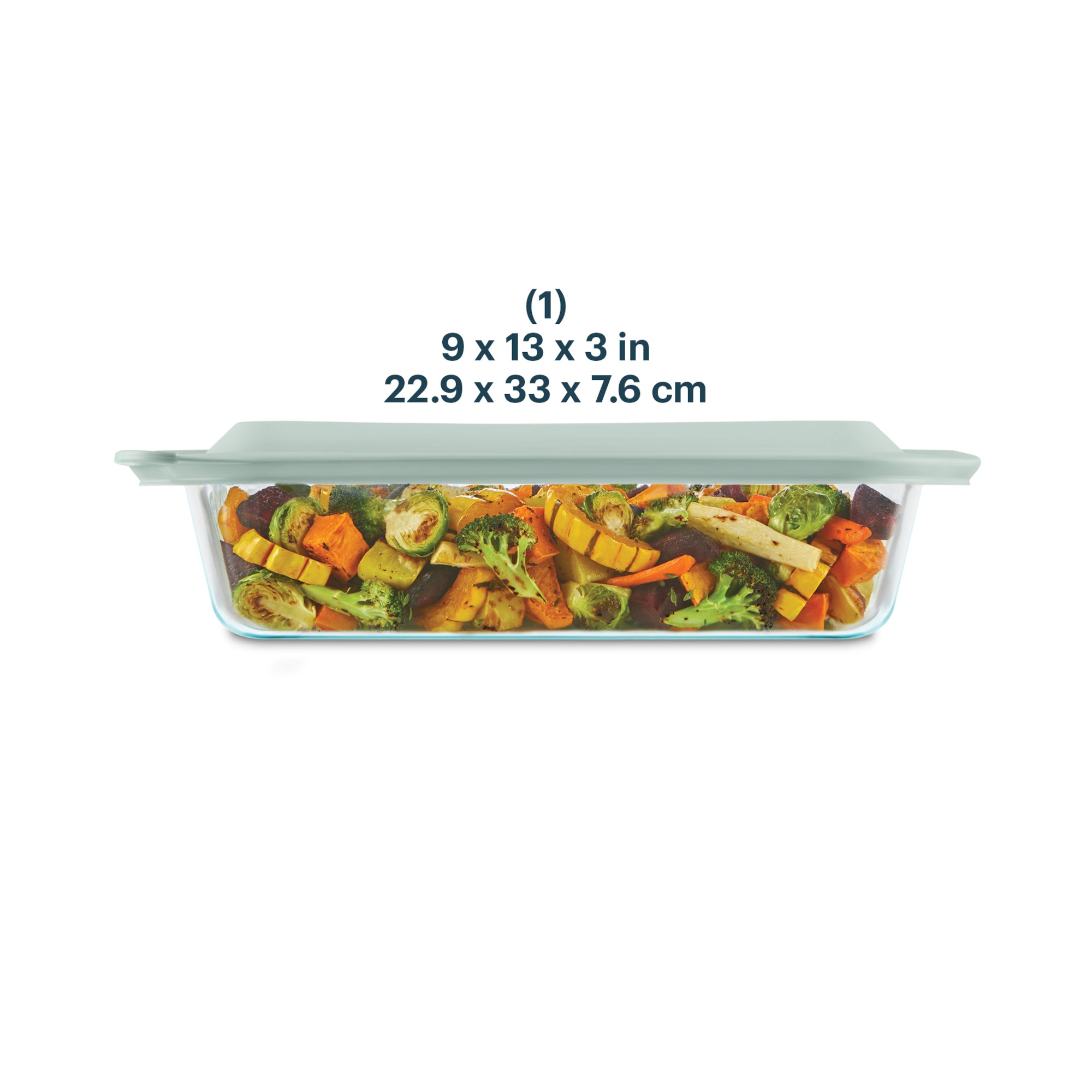 Pyrex? Deep 9 x 13 Rectangular Glass Baking Dish with Sage Green Lid - Image 2
