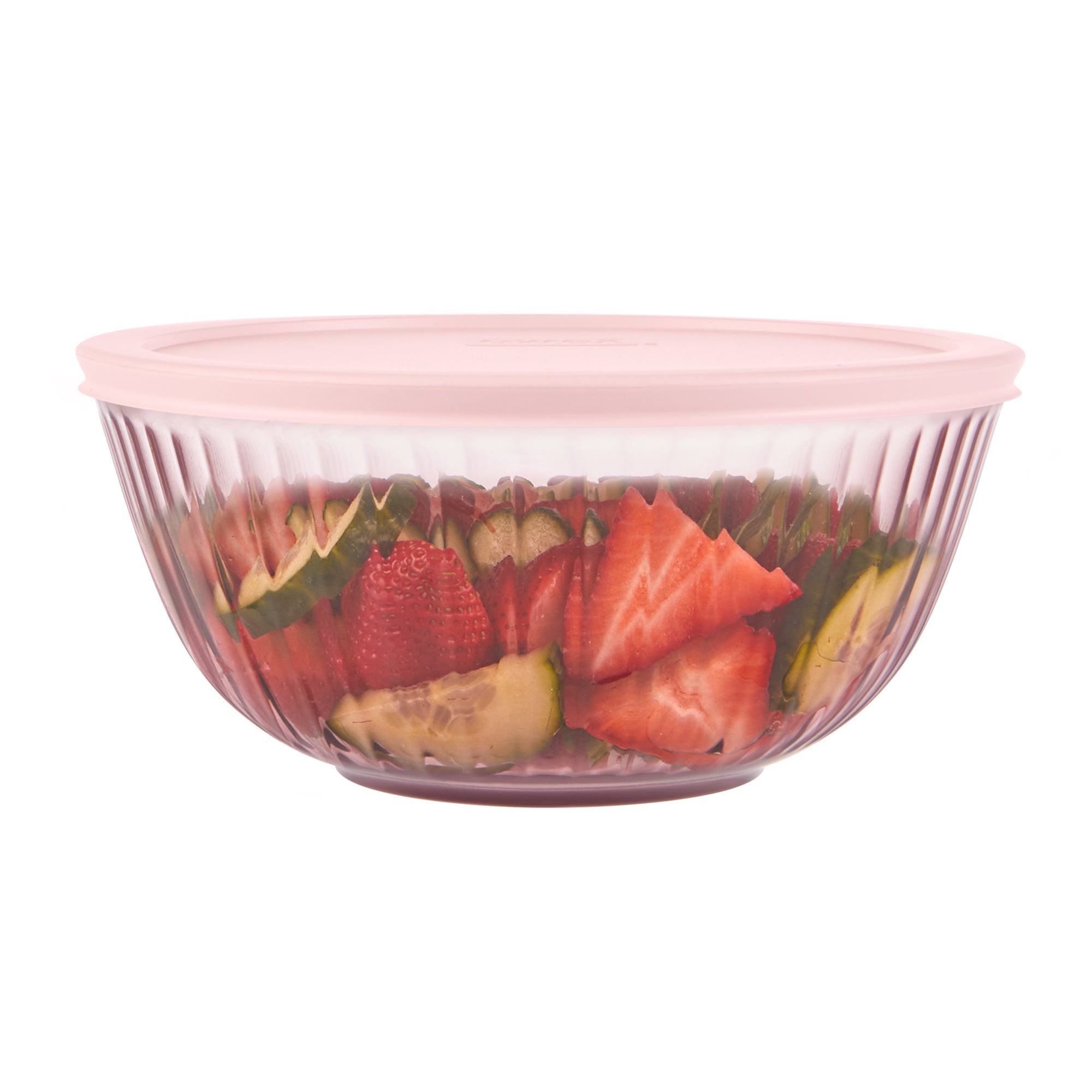 Pyrex? Sculpted Tinted Glass 2.3QT Mixing Bowl with Lid. Pink - Image 2