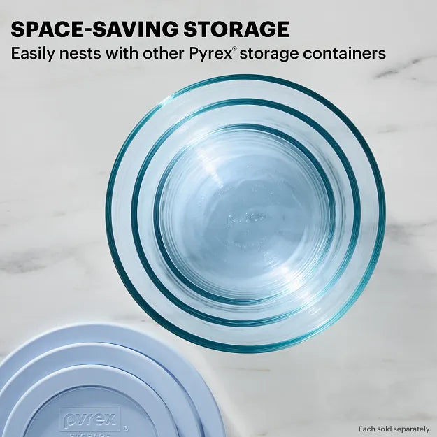 Pyrex? Simply Store? Tinted 4-cup Round Storage with Blue Plastic Lid - Image 3