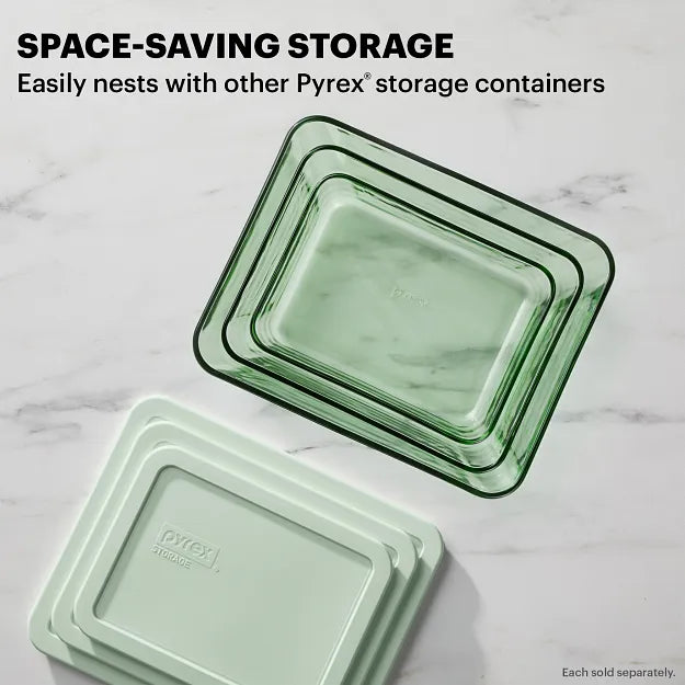 Pyrex? Simply Store? Tinted 6-cup Rectangle Storage with Green Plastic Lid - Image 4