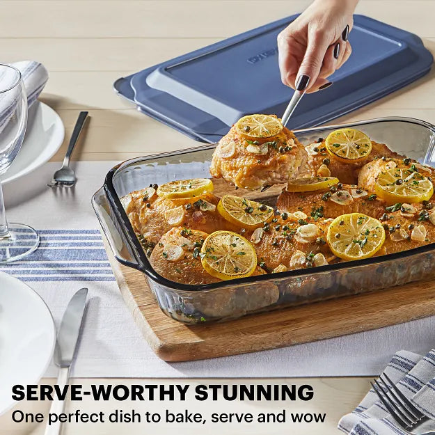 Pyrex? Colors Sculpted Tinted 9 x 13 Baking Dish with Plastic Lid. Smoke - Image 3